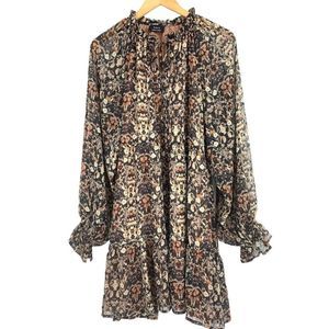 VICI Babydoll Trapeze Chiffon floral dress ruffle extra-large lined 1659